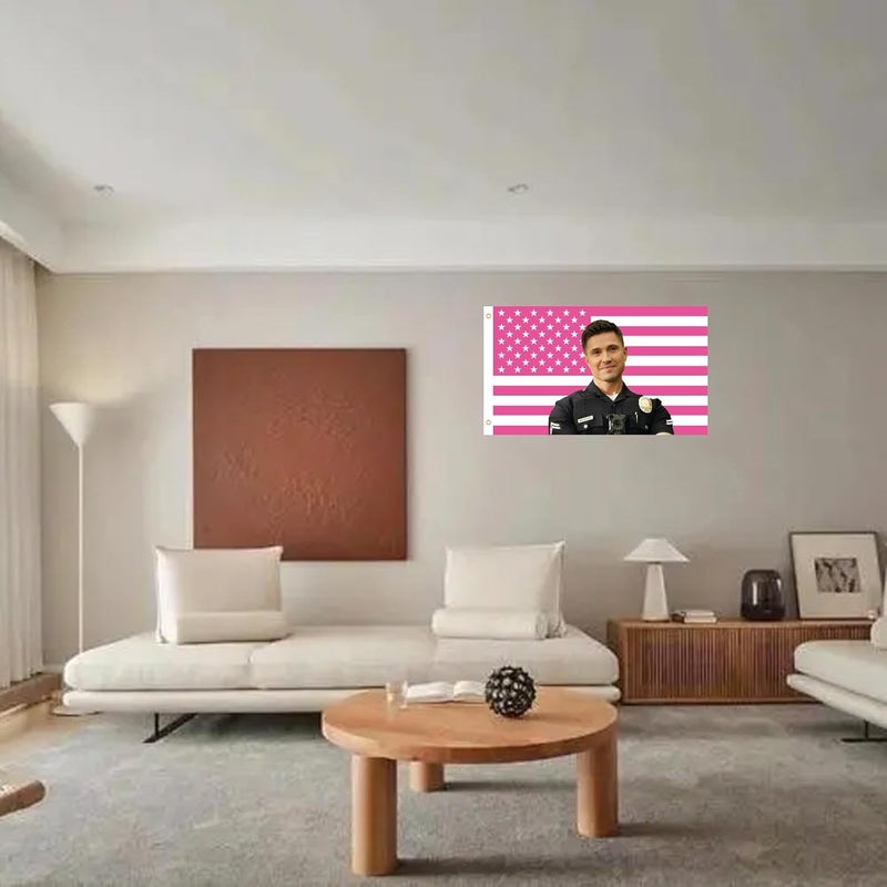 MAGJIUKE Tim Bradford American The Rookie Flag Wall Tapestry,Pink Eric Winter Wall Hanging Decor for Bedroom,3x5 Ft - Image 4