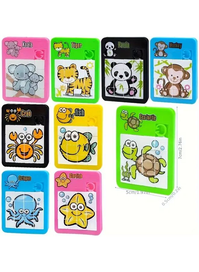 12Pcs Cartoon Animal Marine Slide Unlock Puzzle 16 Grid Maze Logic Game Gift - Image 3