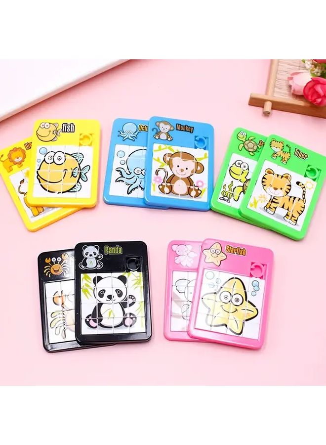12Pcs Cartoon Animal Marine Slide Unlock Puzzle 16 Grid Maze Logic Game Gift - Image 5