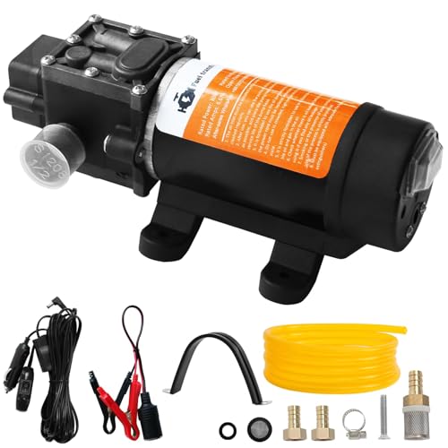 Steauty 12V Fuel Transfer Pump Set Moves Up to 120 Gallons of Gas or Diesel Per Hour with 80W DC Motor Suitable for Vehicles Boats Equipment Gasoline Diesel Pump and Hose - Image 1
