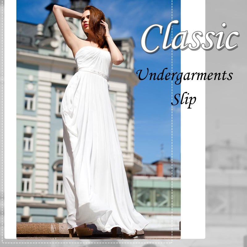 Jadive تنورة داخلية طويلة من الساتان للنساء مع دانتيل من Jadive (S، أبيض) - Image 5