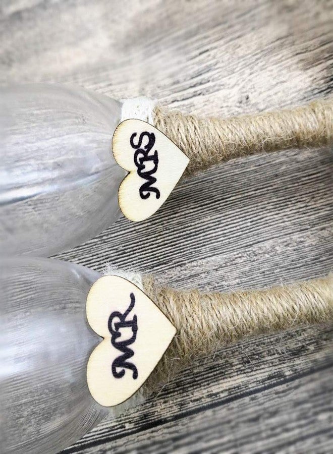 سنوفر طقم من كأسين ريفيين لشرب الشمبانيا، كأسين للسيد والسيدة، كأسين للتهنئة للعروسين في حفل زفاف، كأسين محفور عليهما قلب، هدية مثالية للخطوبة أو الزفاف أو ذكرى الزواج - Image 4