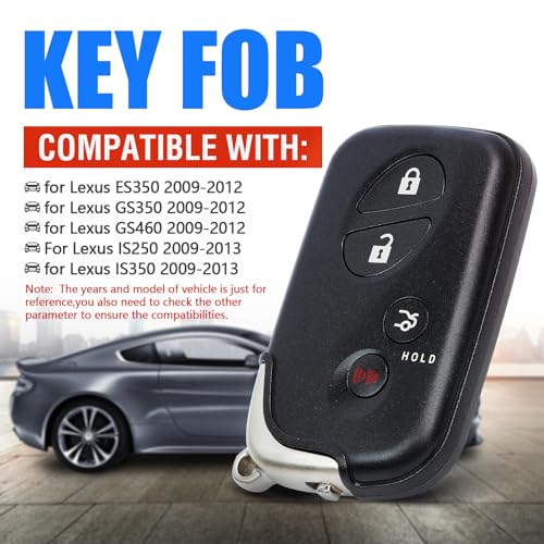 Keymall Smart Key Fob Keyless Entry Remote Replacement for Lexus ES350/GS350 /GS460 2009-2012 for IS250/IS350 2009-2013 271451-3370 E Board FCC:HYQ14FBA P/N:89904-50380 4Buttons - Image 4
