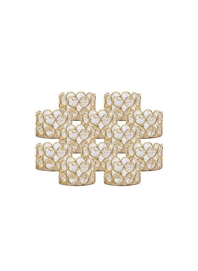 VINCIGANT Pack of 12 Gold Crystal Tea Light Candle Holders for Wedding Home Table Centerpiece Decoration, Gifts Boxed (Candle Excluded) - Image 1