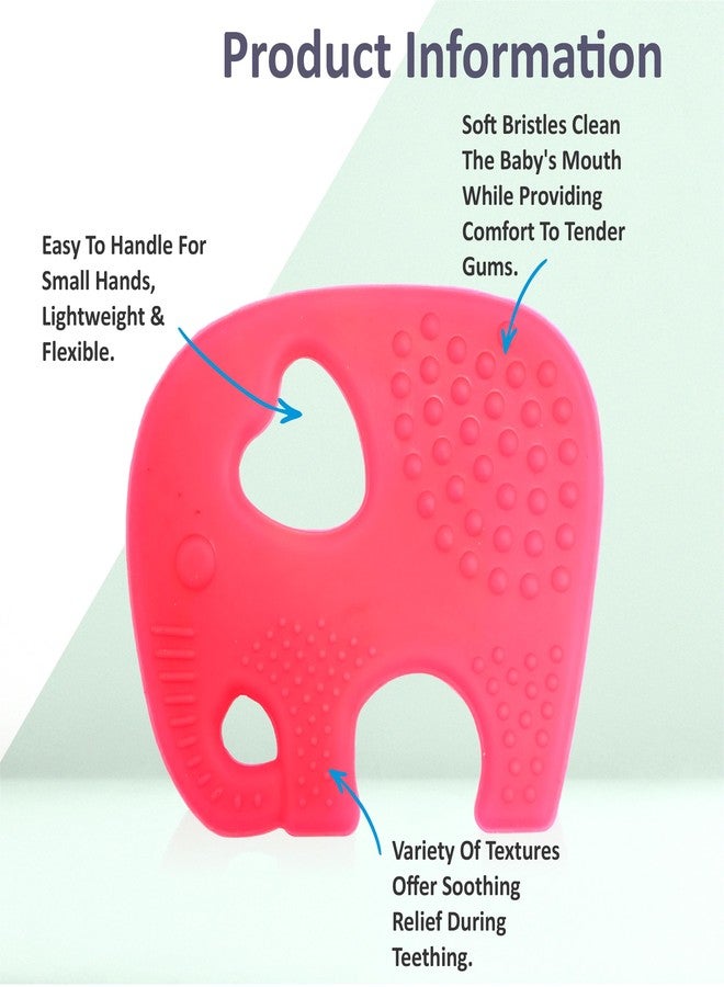 Chanak Soft Silicone Teether for 6 to 12 Months, Non Toxic BPA Free Teething Toy for Babies with Textured Surface for Soothing Gums, 100% Food Grade Elephant Shape Teether for Babies. - Image 3