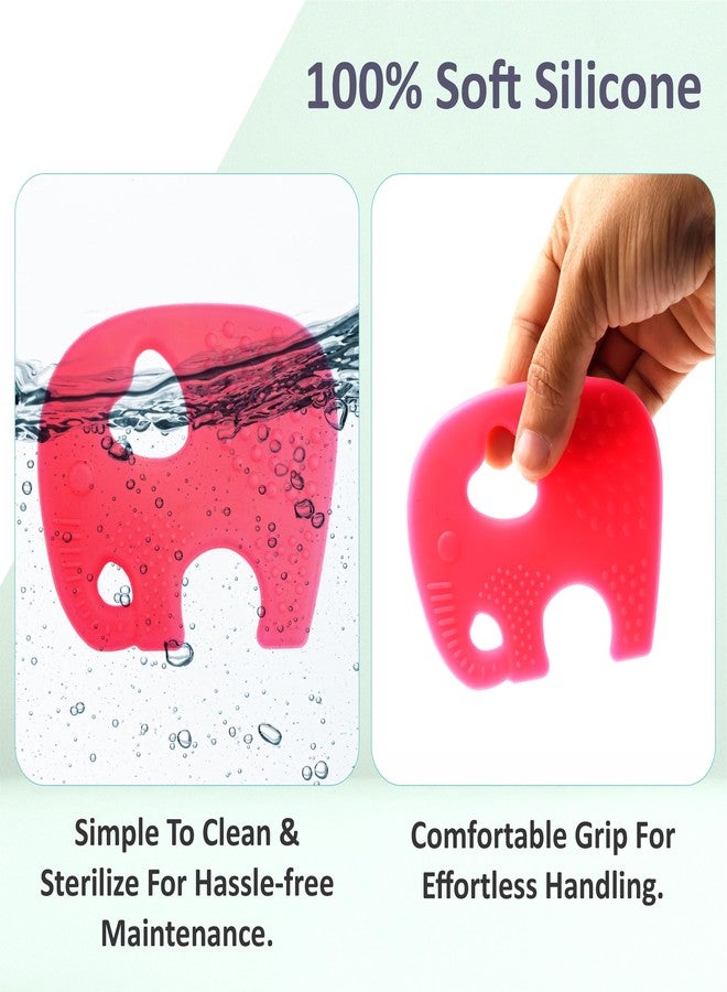 Chanak Soft Silicone Teether for 6 to 12 Months, Non Toxic BPA Free Teething Toy for Babies with Textured Surface for Soothing Gums, 100% Food Grade Elephant Shape Teether for Babies. - Image 5