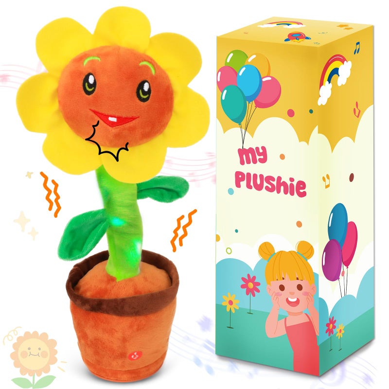 Easfan Singing Dancing Sunflower Talking Toy Electric Musical Plush Repeat What You Say Funny Speaking Interactive Toy Birthday for Kids 14 - Image 3