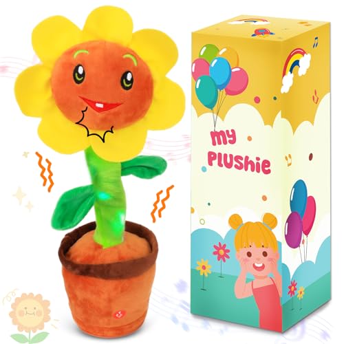 Easfan Singing Dancing Sunflower Talking Toy Electric Musical Plush Repeat What You Say Funny Speaking Interactive Toy Birthday for Kids 14 - Image 1