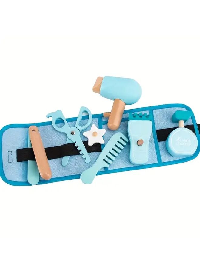 8pcs Kids Hairdresser Role Play Set Wooden Simulation Salon Pretend Play Interactive Toy - Image 1