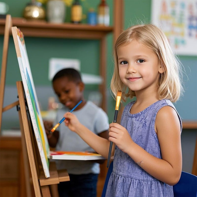 TRANSON 20pcs Artist Painting Brush Set for Acrylic Watercolor Gouache Hobby Craft Face Rock Painting Green - Image 2