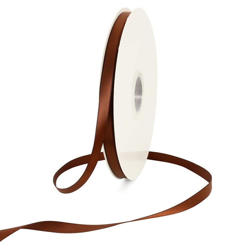 TONIFUL 38 Inch x 100yds Coffee Brown Color Satin Ribbon Thin Solid Fabric Ribbons Roll for Gift Wrapping Invitation Floral Hair Balloons Craft Party Wedding Decoration Valentines Day Bouquet