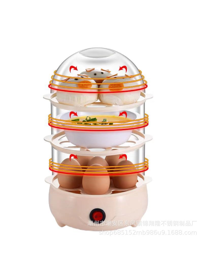 Generic Mini Multifunctional Egg Steamer Breakfast Machine Small Egg Boiler Home Use Egg Cooking Device Powerful Steaming Egg Maker Three layers 