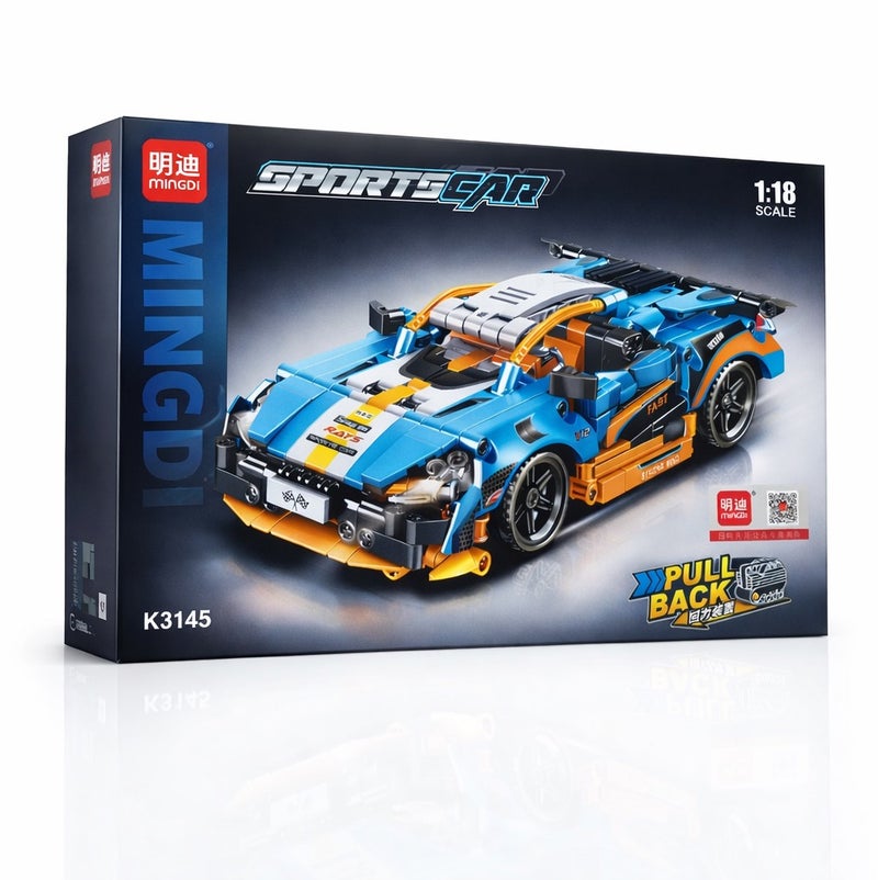 MINGDI Sports Racing Car Building Blocks Set – 606 Pieces | 1:18 Scale | Pull Back System | Premium Design - Image 1