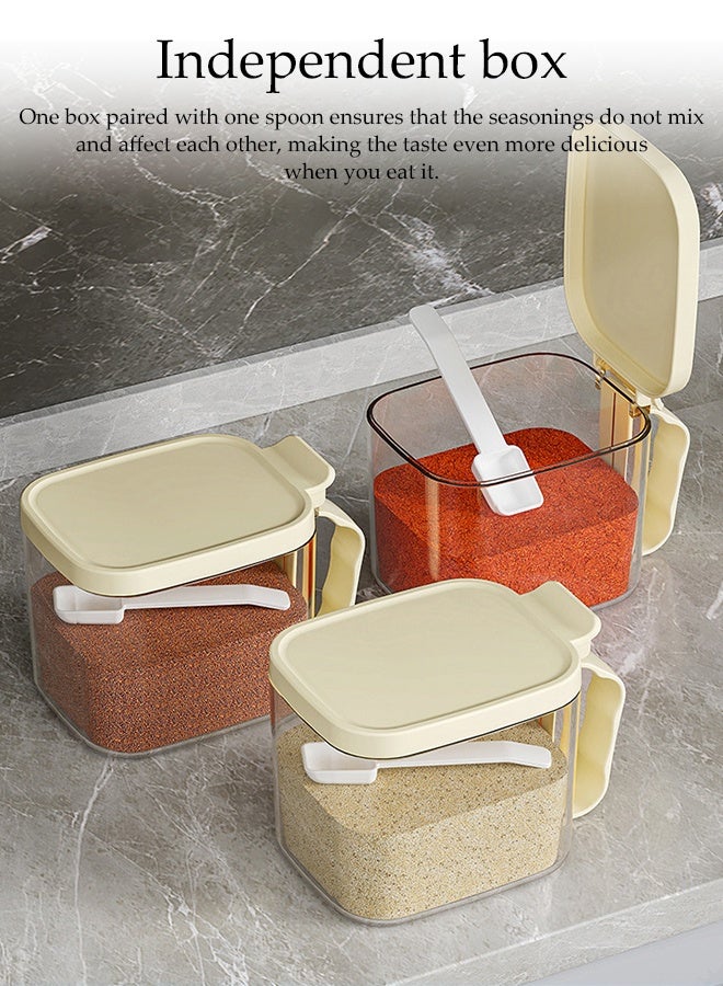DUNISO صندوق توابل مزدوج الطبقات، مجموعة توابل مثبتة على الحائط للاستخدام المزدوج مع مقابض وملعقات، منظم توابل متعدد الحجرات مع درج، لتخزين التوابل في المطبخ - Image 5