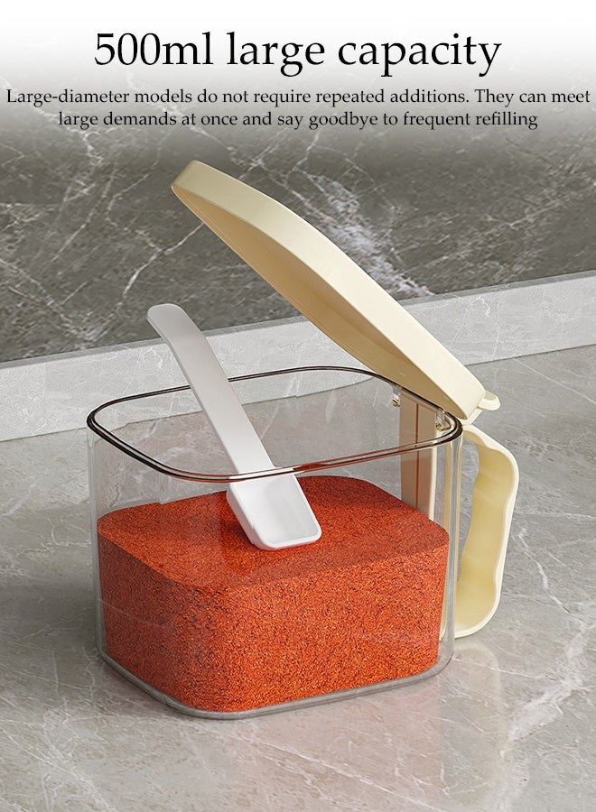 DUNISO صندوق توابل مزدوج الطبقات، مجموعة توابل مثبتة على الحائط للاستخدام المزدوج مع مقابض وملعقات، منظم توابل متعدد الحجرات مع درج، لتخزين التوابل في المطبخ - Image 3