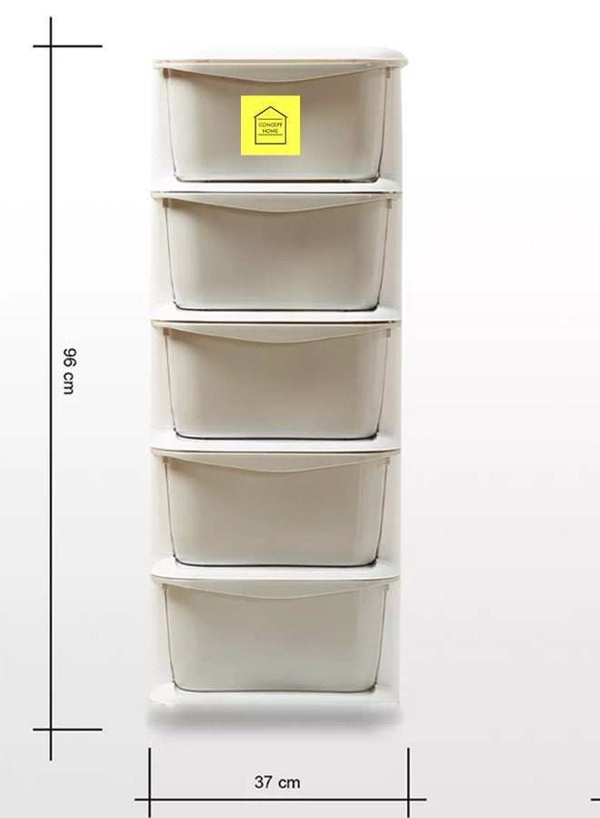 Concept home 5-Layer Storage Drawer Cabinet, Easy install, High Quality White/Grey 37x36.5x96 cm - Image 5