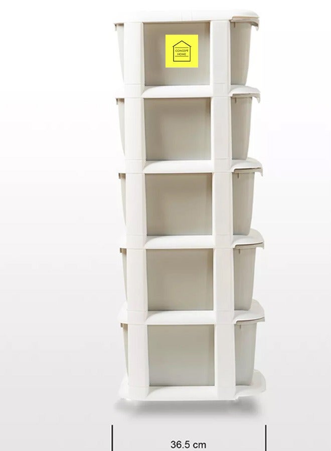 Concept home 5-Layer Storage Drawer Cabinet, Easy install, High Quality White/Grey 37x36.5x96 cm - Image 4