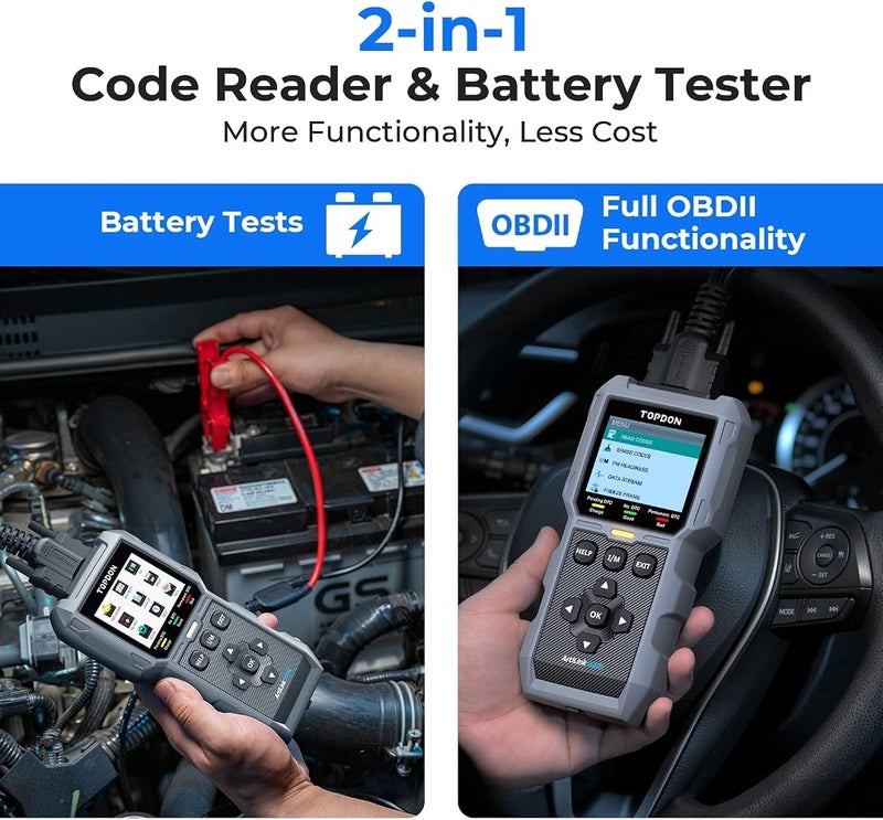توب دون جهاز تشخيص TOPDON ArtiLink500B OBD2: جهاز متعدد الوظائف يجمع بين اختبار البطارية وقراءة أكواد الأعطال؛ يدعم أنظمة السيارات الشائعة، ويدعم الاتصال عبر البلوتوث مع تطبيقات إصلاح السيارات الرائدة. - Image 2