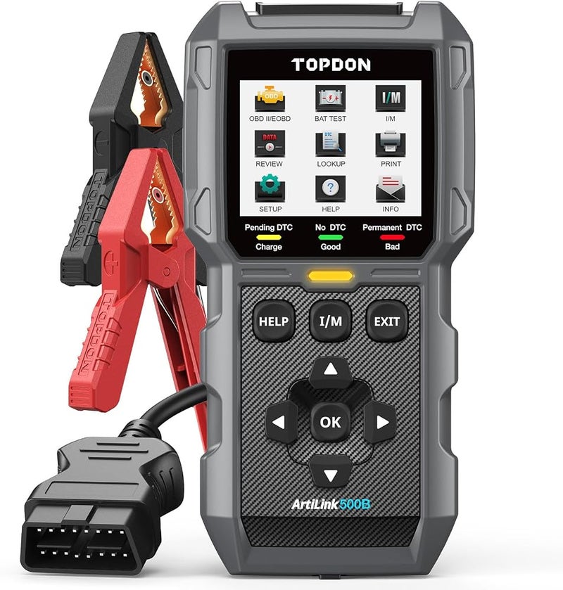توب دون جهاز تشخيص TOPDON ArtiLink500B OBD2: جهاز متعدد الوظائف يجمع بين اختبار البطارية وقراءة أكواد الأعطال؛ يدعم أنظمة السيارات الشائعة، ويدعم الاتصال عبر البلوتوث مع تطبيقات إصلاح السيارات الرائدة. - Image 1