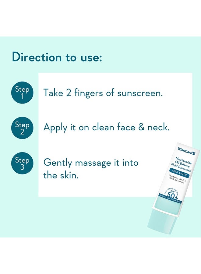 5% Niacinamide Oil Balance Fluid Sunscreen SPF 50 PA++++ - Lightweight Matte Sunscreen SPF 50 for Oily Skin & No White Cast 50g