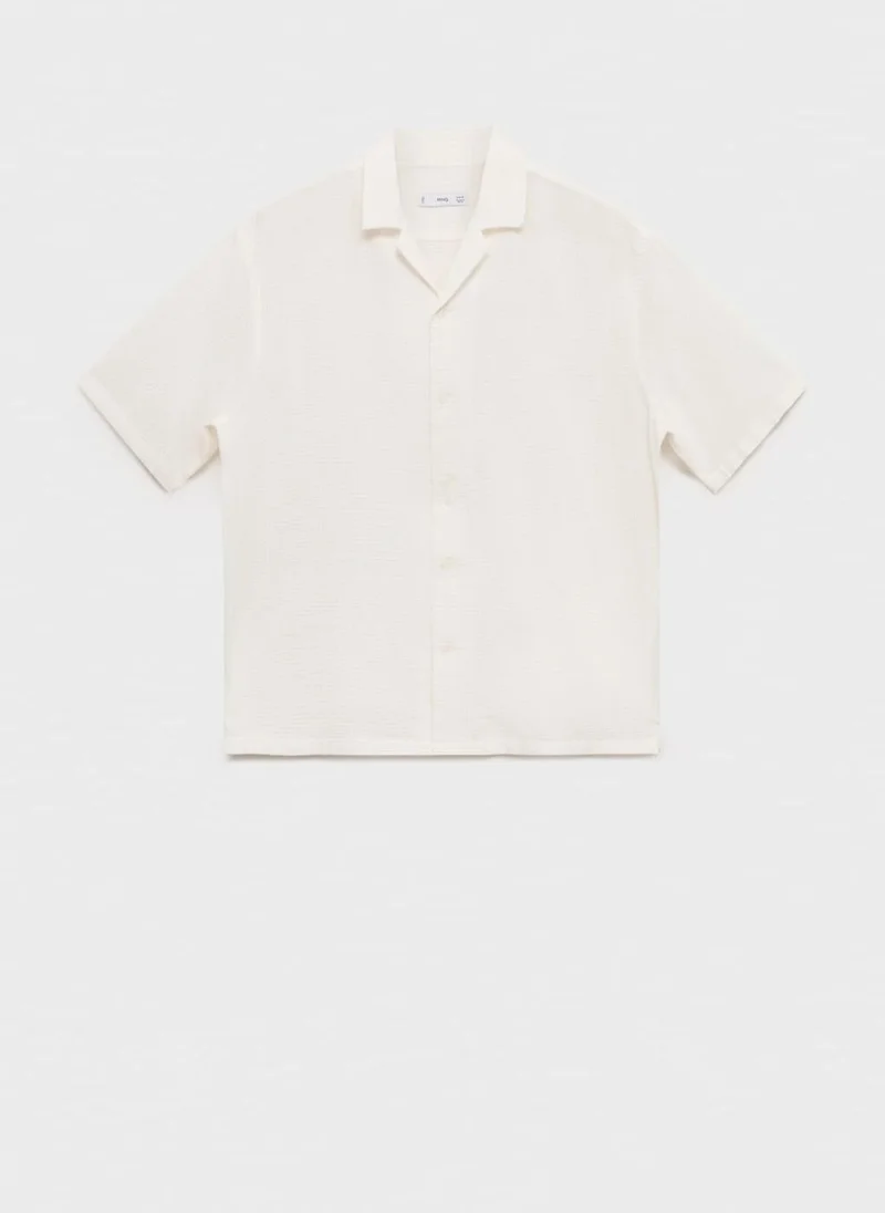 Mango Man  seersucker bowling collar shirt for Men | Best Price UAE