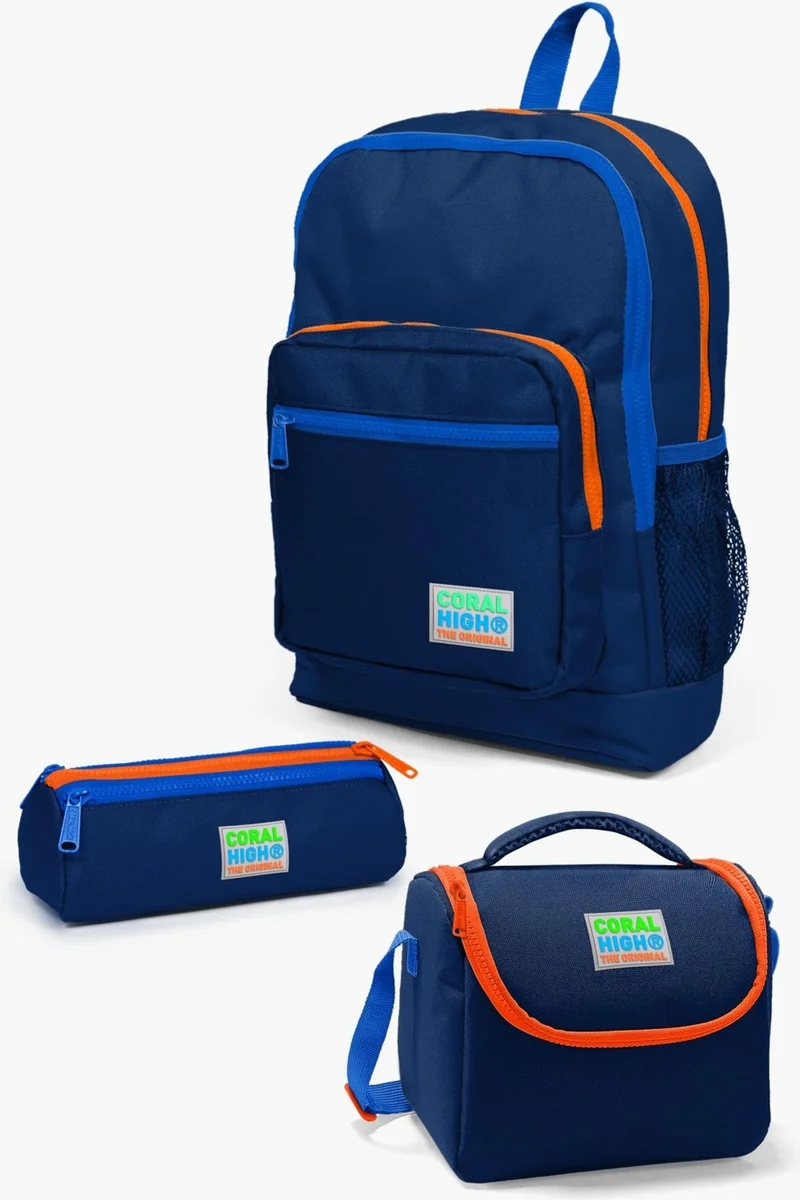 CORAL HIGH Kids Navy Blue 3-Piece School Bag Set SET0123716