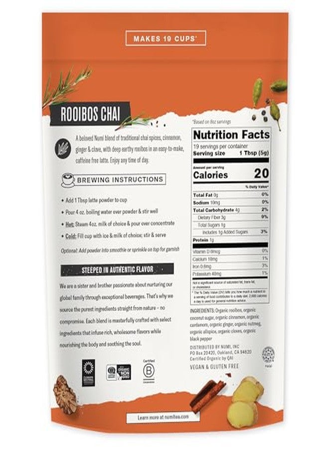 Numi Tea - Organic Rooibos Chai Tea Latte Powder - Rooibos Chai Latte Mix with Cinnamon, Cardamom & Cloves - Caffeine Free, Vegan & Gluten Free, 3.5 oz (Makes 19 Cups) - Image 3