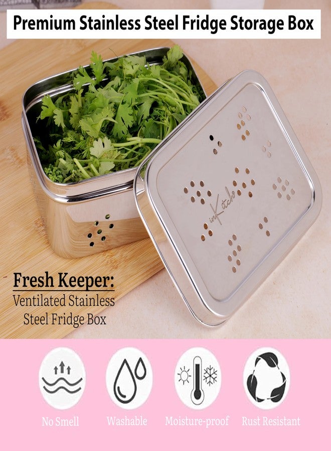 inKitch Stainless Steel Hole Dabba with Air Ventilation | 750ML Food Storage Container for Puri, Dhaniya, Sprouts, Dry Fruits, Chocolates | Multi-Purpose Steel Utility Kitchen Container - Image 3