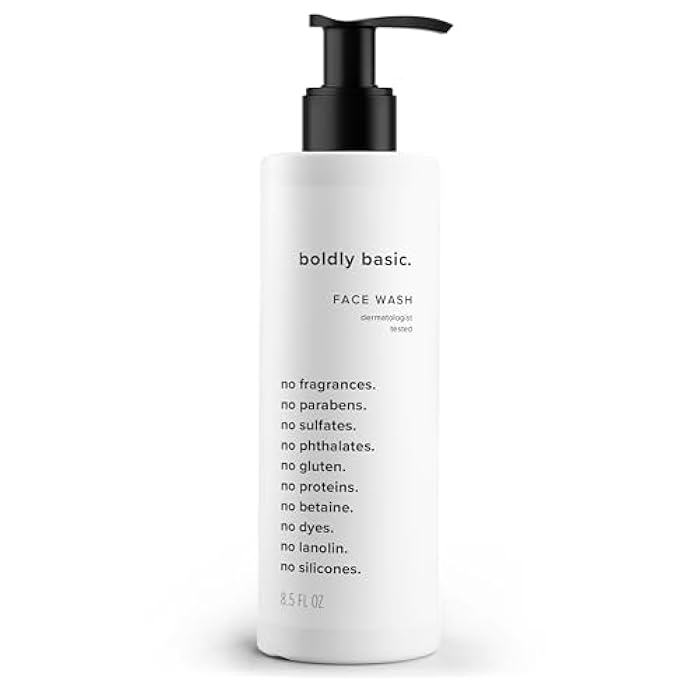 Boldly Basic Fragrance Free Face Wash - Gentle Facial Cleanser on Sensitive Skin - Unscented - Dermatologist Tested - No Sulfates, Parabens or Gluten - Non Comedogenic and Hypoallergenic - Image 1