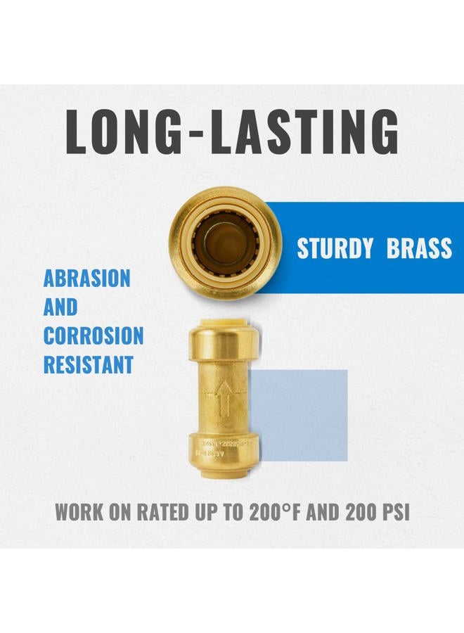 SUNGATOR 3/4 Inch Check Valve, Push-to-Connect, 2-Pack Push Fit Plumbing Fittings with Disconnect Clip, Lead Free Brass PEX Fittings for Copper, PE-RT, CPVC Pipe - Image 3