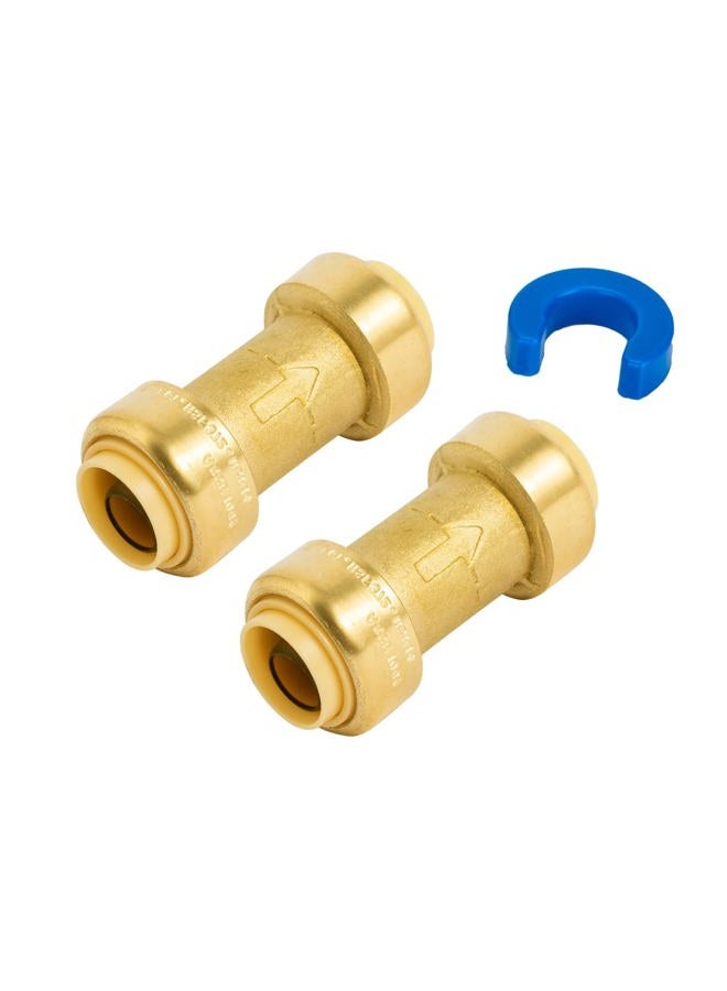 SUNGATOR 3/4 Inch Check Valve, Push-to-Connect, 2-Pack Push Fit Plumbing Fittings with Disconnect Clip, Lead Free Brass PEX Fittings for Copper, PE-RT, CPVC Pipe - Image 1