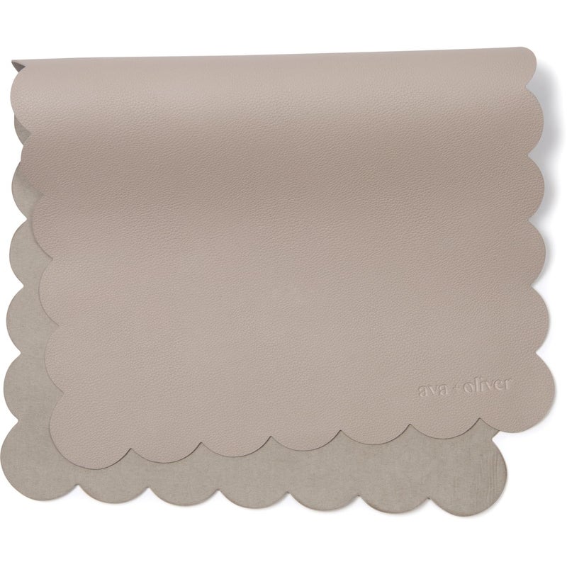 Ava + Oliver Vegan Leather Baby Changing Mat (16 X 30 in) - Multipurpose Wipeable and Portable Diaper Changing Pad - Foldable for Travel (Grey Scallop) - Image 1