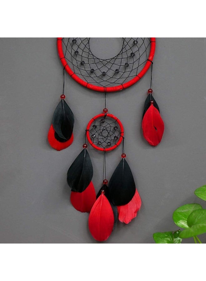 Tellpet Red Dream Catchers Dream Catcher for Wall Decor Traditional Dreamcatcher Red Feather Wall Hanging Decoration - Image 4