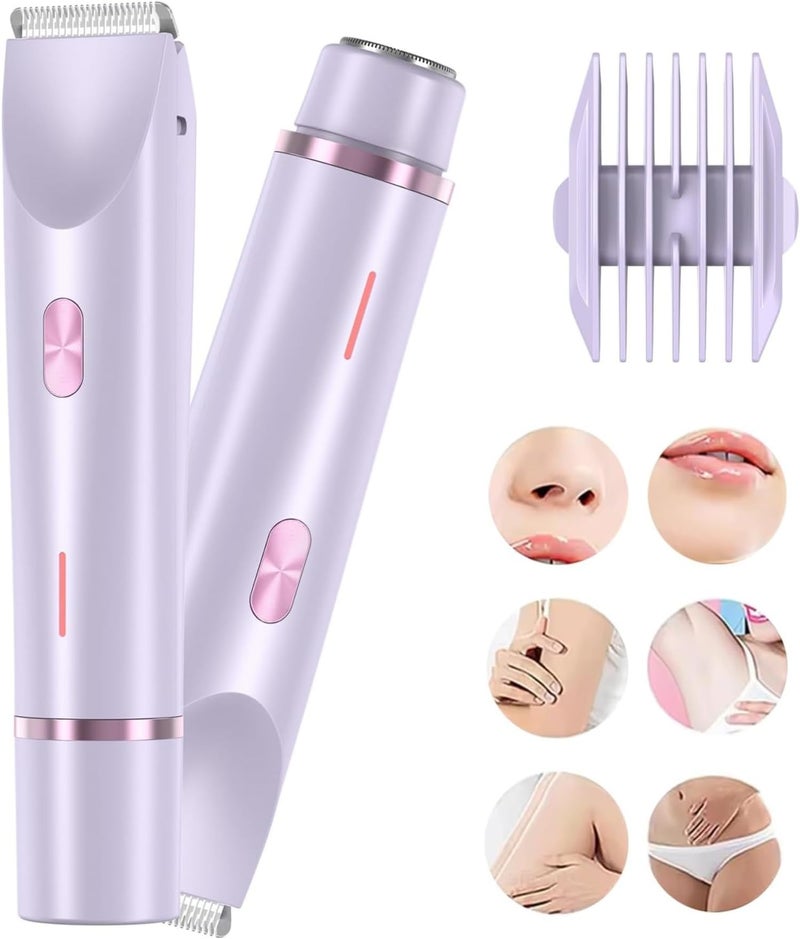 جهاز إزالة الشعر الكهربائي 2 في 1 مع وظائف الجفاف والبلل لقشط الوجه والشفاه والذقن والإبط والساقين - Image 1