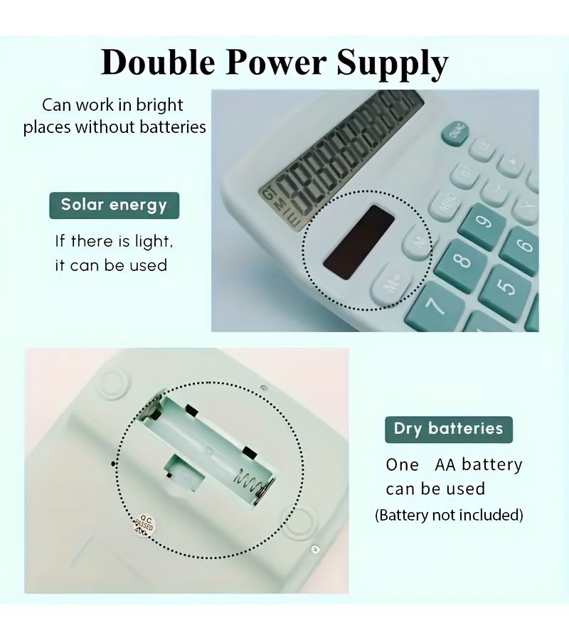 Pink Desktop Calculator Large Buttons 12 Digit Dual Power Suitable Office Home School Use - Image 4