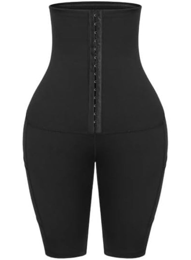 Women's shaping shorts with a ram's waist, black, high waist, and multi-hook closure, ideal for figure shaping. - Image 3