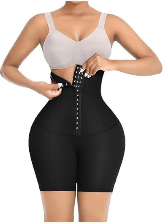 Women's shaping shorts with a ram's waist, black, high waist, and multi-hook closure, ideal for figure shaping. - Image 1
