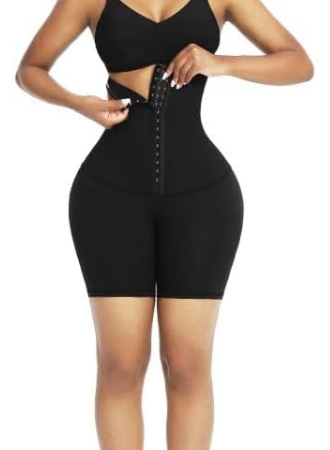 Women's shaping shorts with a ram's waist, black, high waist, and multi-hook closure, ideal for figure shaping. - Image 2