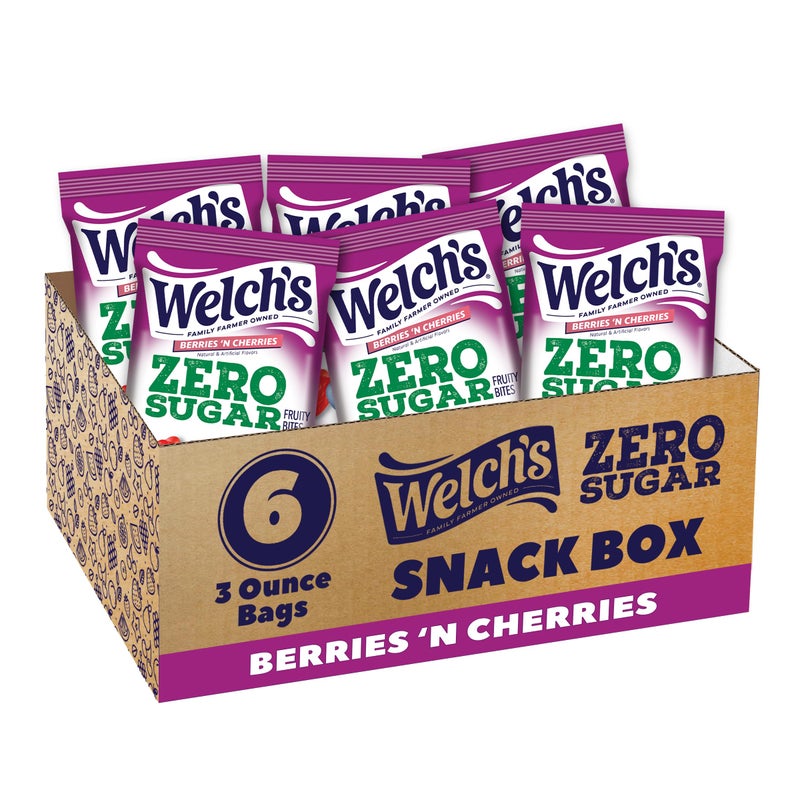 Welch's Welchs Zero Sugar Fruity Bites Berries n Cherries Snack Box Gluten Free  Sugar Free Snacks 3oz Snack Packs Pack of 6 - Image 3