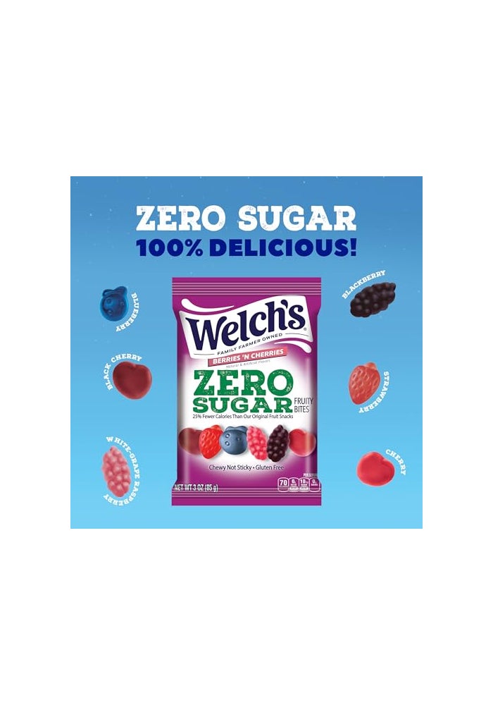 Welch's Welchs Zero Sugar Fruity Bites Berries n Cherries Snack Box Gluten Free  Sugar Free Snacks 3oz Snack Packs Pack of 6 - Image 5