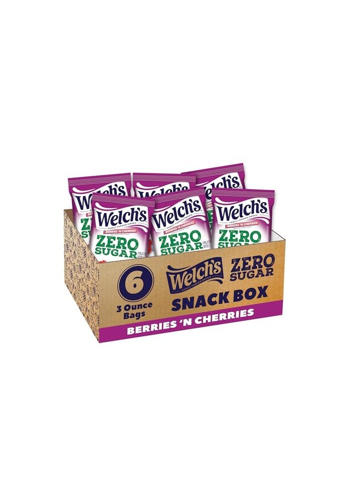 Welch's Welchs Zero Sugar Fruity Bites Berries n Cherries Snack Box Gluten Free  Sugar Free Snacks 3oz Snack Packs Pack of 6 - Image 1