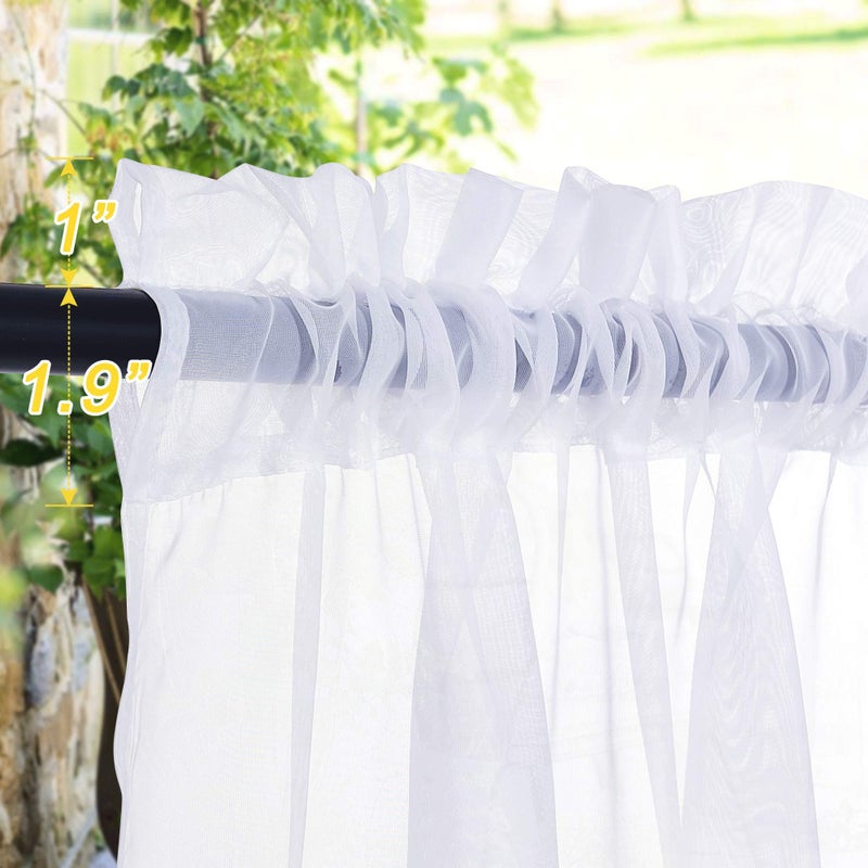 NICETOWN 2 Panels Patio Outdoor Curtains Voile Sheer Waterproof 96 inch Length, Pocket Top Light Filtering Indoor Outdoor Sheer Panels for Cabana/Arbor, W54 x L96, White - Image 2