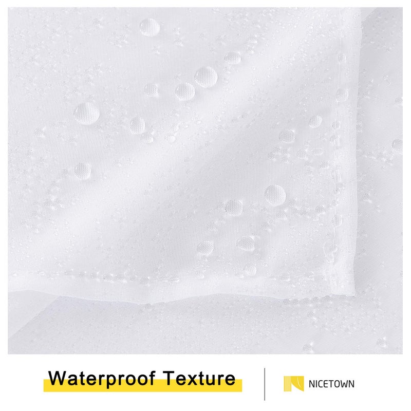 NICETOWN 2 Panels Patio Outdoor Curtains Voile Sheer Waterproof 96 inch Length, Pocket Top Light Filtering Indoor Outdoor Sheer Panels for Cabana/Arbor, W54 x L96, White - Image 3