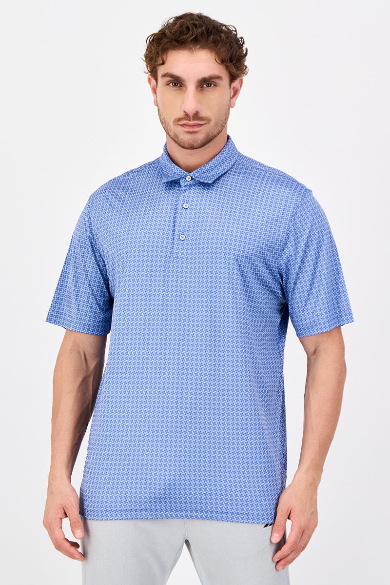 Greg Norman Men Sportswear Fit Short Sleeve Outdoor Polo Shirt, Vineyard Blue - Image 1