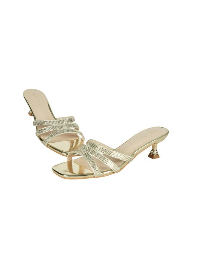 ZAYNA 221-222 Zayna Ladies Kitten Heel Sandals 2G9183-533 Gold  - Image 3