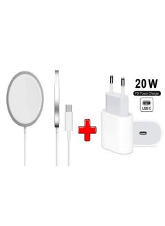 20W Charger Head (Type C) + Wireless Magnetic Charger (Type C) - For IPhone And headphones