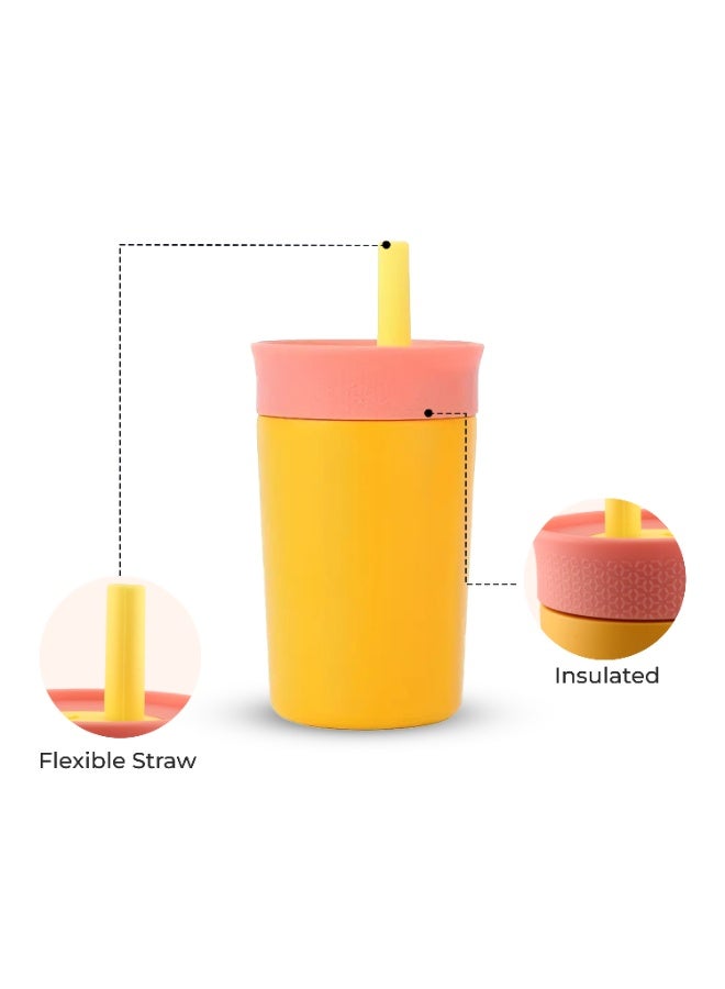 CRAVISTA 12oz Insulated Water Bottle with Straw – Stainless Steel Double-Layer Vacuum Flask for Kids – Leak-Proof Mini Size Thermos with Lid Hot & Cold Travel Mug School or Outdoor Use (Yellow) - Image 3