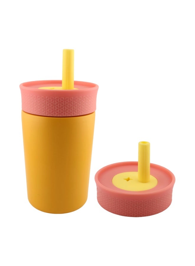 CRAVISTA 12oz Insulated Water Bottle with Straw – Stainless Steel Double-Layer Vacuum Flask for Kids – Leak-Proof Mini Size Thermos with Lid Hot & Cold Travel Mug School or Outdoor Use (Yellow) - Image 1