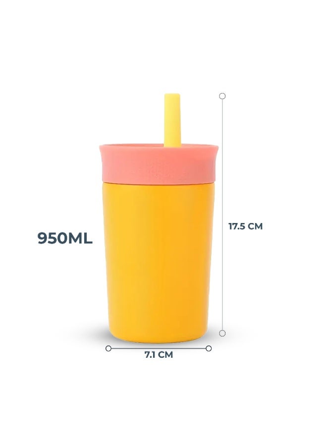 CRAVISTA 12oz Insulated Water Bottle with Straw – Stainless Steel Double-Layer Vacuum Flask for Kids – Leak-Proof Mini Size Thermos with Lid Hot & Cold Travel Mug School or Outdoor Use (Yellow) - Image 4