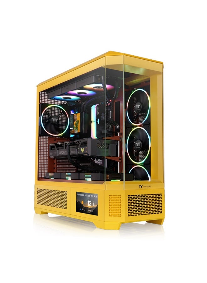 View 600 TG Butter Caramel Full Tower PC Case – 4 Tempered Glass Panels, Up to 480mm GPU & 175mm CPU Cooler, 10 Fan or 360/420mm Radiator Support, USB 3.2 Gen 2 Type-C, HDD/SSD Storage, High Airflow, GPU Holder, LCD Panel Compatible | CA-11H-00FMWN-00
